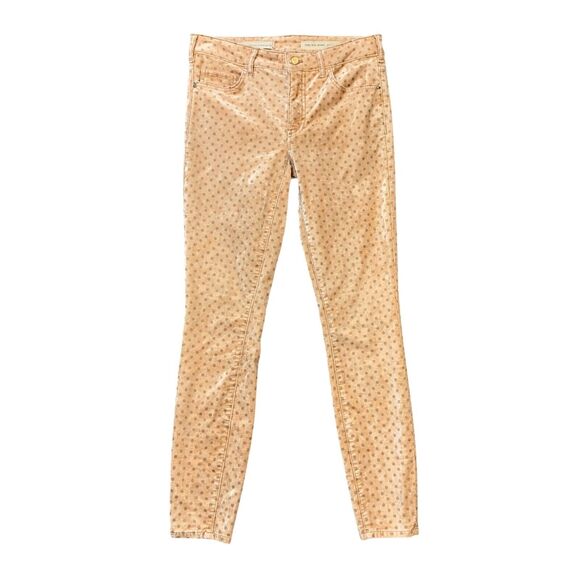 Pilcro And The Letterpress Pants Women 26 Apricot High Rise Skinny Velvet Dots - Picture 1 of 16